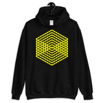 Yellow Cube Illusion Unisex Hoodie Abyssinian Kiosk 3D Bars Polygon Fashion Cotton Apparel Clothing Gildan Original Art 