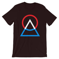 Red White Blue Circle Triangle Unisex T-Shirt Abyssinian Kiosk Harmonious Meeting Fashion Cotton Apparel Clothing Bella Canvas Original Art