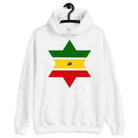 Green, Yellow, Red Star of David Hoodie Abyssinian Kiosk Jewish Falasha Abyssinia Ethiopia Flag Rasta Lion of Judah Apparel Gildan Clothing