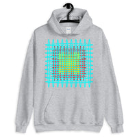 Cyan Red Yellow Ellipses Unisex Hoodie Abyssinian Kiosk Fashion Ellipses Inside Ellipses Cotton Apparel Clothing Gildan Original Art