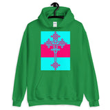 Cyan Pink Cyan #13 Cross Unisex Hoodie Abyssinian Kiosk Ethiopian Coptic Orthodox Tewahedo Christian Gildan Original Art Fashion Cotton Apparel Clothing