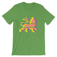 Yellow Magenta Diagonal Lines Unisex T-Shirt Abyssinian Kiosk Ethiopian Lion of Judah Bella Canvas Original Art Abyssinian Kiosk Fashion Cotton Apparel Clothing