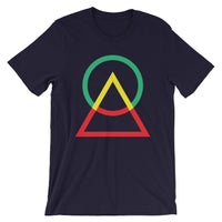 Green Yellow Red Circle Triangle Unisex T-Shirt Abyssinian Kiosk Harmonious Meeting Fashion Cotton Apparel Clothing Bella Canvas Original Art
