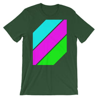 Cyan Magenta Green Stripes Unisex T-Shirt Abyssinian Kiosk Diagonal Stripes Fashion Cotton Apparel Clothing Bella Canvas Original Art