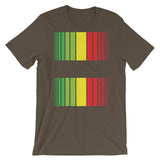Green Yellow Red Broken Barcode Unisex T-Shirt Bella Canvas Original Art Abyssinian Kiosk Fashion Cotton Apparel Clothing Rasta Flag Reggae