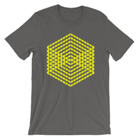 Yellow Cube Illusion Unisex T-Shirt Abyssinian Kiosk 3D Bars Polygon Fashion Cotton Apparel Clothing Bella Canvas Original Art 