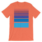 Purple to Blue Unisex T-Shirt Bars and Lines Orange Abyssinian Kiosk Fashion Cotton Apparel Clothing Bella Canvas Original Art 