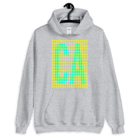 Cyan Yellow Grid CA Unisex Hoodie Gildan Original Art Abyssinian Kiosk Fashion Cotton Apparel Clothing California State America US