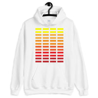Yellow to Red Grid Bars Unisex Hoodie Abyssinian Kiosk Rectangle Bars Spaced Evenly Grid Pattern Fashion Cotton Apparel Clothing Gildan Original Art