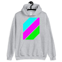 Cyan Magenta Green Stripes Unisex Hoodie Abyssinian Kiosk Diagonal Stripes Fashion Cotton Apparel Clothing Gildan Original Art