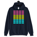 Pink Yellow Cyan Grid Bars Unisex Hoodie Abyssinian Kiosk Rectangle Bars Spaced Evenly Grid Pattern Fashion Cotton Apparel Clothing Gildan Original Art