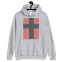 Black Cross Red Lines Unisex Hoodie Abyssinian Kiosk Christian Jesus Religion Lined Latin Cross Gildan Original Art Fashion Cotton Apparel Clothing