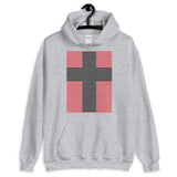 Black Cross Red Lines Unisex Hoodie Abyssinian Kiosk Christian Jesus Religion Lined Latin Cross Gildan Original Art Fashion Cotton Apparel Clothing