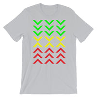 Arrows Down Up GYR Unisex T-Shirt Abyssinian Kiosk Green Yellow Red EthiopianFashion Cotton Apparel Clothing Bella Canvas Original Art