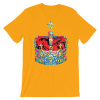 Funky Crown Red Unisex T-Shirt Abyssinian Kiosk Empress Menen Crown Haile Selassie Colors African Royal Royalty Fashion Cotton Apparel Clothing Bella Canvas Original Art