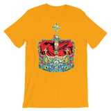 Funky Crown Red Unisex T-Shirt Abyssinian Kiosk Empress Menen Crown Haile Selassie Colors African Royal Royalty Fashion Cotton Apparel Clothing Bella Canvas Original Art