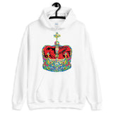 Funky Crown Red Unisex Hoodie Abyssinian Kiosk Empress Menen Crown Haile Selassie Colors African Royal Royalty Fashion Cotton Apparel Clothing Gildan Original Art