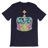 Funky Crown Light Blue Unisex T-Shirt Abyssinian Kiosk Empress Menen Crown Haile Selassie Colors African Royal Royalty Fashion Cotton Apparel Clothing Bella Canvas Original Art