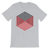 Red Black Cube Illusion Unisex T-Shirt Abyssinian Kiosk 3D Bars Polygon Fashion Cotton Apparel Clothing Bella Canvas Original Art