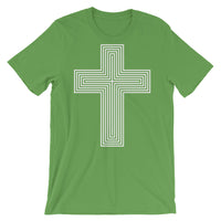 White & Empty Maze Cross Unisex T-Shirt Abyssinian Kiosk Christian Jesus Religion Lined Latin Cross Bella Canvas Original Art Fashion Cotton Apparel Clothing