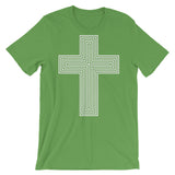 White & Empty Maze Cross Unisex T-Shirt Abyssinian Kiosk Christian Jesus Religion Lined Latin Cross Bella Canvas Original Art Fashion Cotton Apparel Clothing