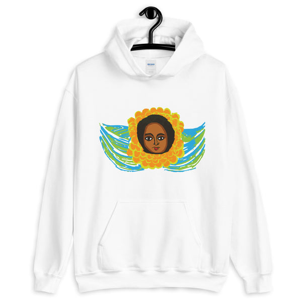 Green Blue Angel Unisex Hoodie Traditional Ethiopian with Feathers and Wings Abyssinian Kiosk Ethiopian Gildan Original Art Fashion Cotton Apparel Clothing