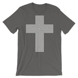 White & Empty Maze Cross Unisex T-Shirt Abyssinian Kiosk Christian Jesus Religion Lined Latin Cross Bella Canvas Original Art Fashion Cotton Apparel Clothing