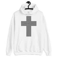 Black Empty Maze Cross Unisex Hoodie Abyssinian Kiosk Christian Jesus Religion Lined Latin Cross Gildan Original Art Fashion Cotton Apparel Clothing