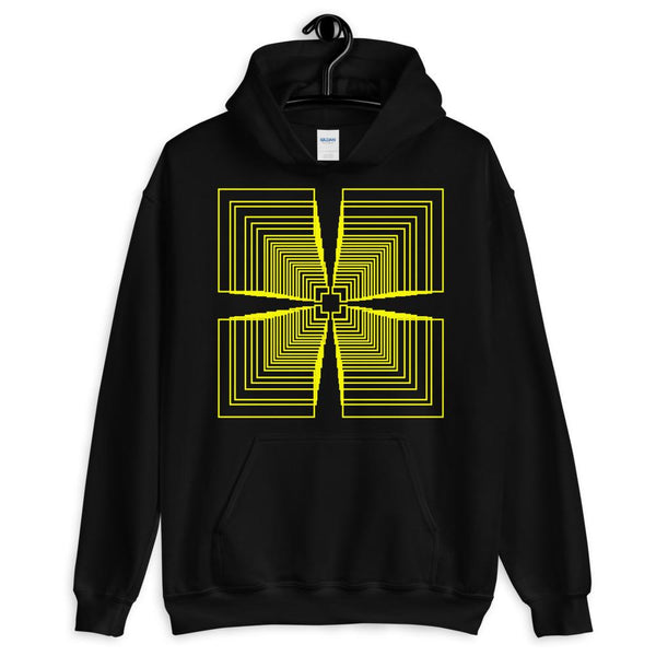 Yellow Mirrored Corners Unisex Hoodie Abyssinian Kiosk Fashion Cotton Apparel Clothing Gildan Original Art