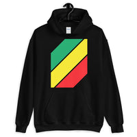 Green Yellow Red Stripes Unisex Hoodie Abyssinian Kiosk Diagonal Stripes Fashion Cotton Apparel Clothing Gildan Original Art