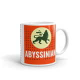 Abyssinian Kiosk Logo White Letters Coffee Mug Ethiopian Lion of Judah Amharic Alphabet Abyssinia Ethiopia
