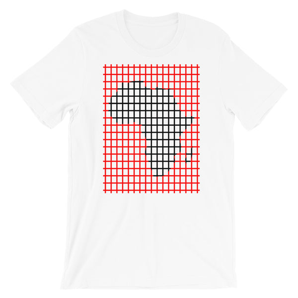 Black Africa Red Grid Unisex T-Shirt Map Abyssinian Kiosk Fashion Cotton Apparel Clothing Bella Canvas Original Art