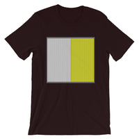 Grey Back White Yellow Lines Unisex T-Shirt Square Abyssinian Kiosk Fashion Cotton Apparel Clothing Bella Canvas Original Art