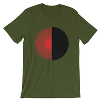 Red Half Star Black Half Circle Unisex T-Shirt Abyssinian Kiosk Fashion Cotton Apparel Clothing Bella Canvas Original Art