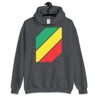 Green Yellow Red Stripes Unisex Hoodie Abyssinian Kiosk Diagonal Stripes Fashion Cotton Apparel Clothing Gildan Original Art