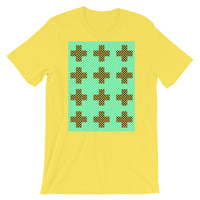 Criss Cross Cyan Black Unisex T-Shirt Abyssinian Kiosk 12 Small Equal Arm Crosses Christian Bella Canvas Original Art Fashion Cotton Apparel Clothing