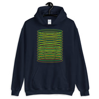 Green Yellow Red Ellipse Unisex Hoodie Abyssinian Kiosk Contained Chaos of Hovering Ellipses Fashion Cotton Apparel Clothing Gildan Original Art