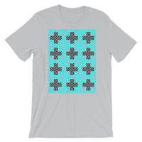 Criss Cross Cyan Black Unisex T-Shirt Abyssinian Kiosk 12 Small Equal Arm Crosses Christian Bella Canvas Original Art Fashion Cotton Apparel Clothing