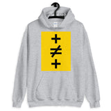 Crosses Not Made Equal Unisex Hoodie Abyssinian Kiosk Plus Sign Not Equal to Mathematics Yellow Black Gildan Original Art Fashion Cotton Apparel Clothing