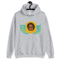 Green Blue Angel Unisex Hoodie Traditional Ethiopian with Feathers and Wings Abyssinian Kiosk Ethiopian Gildan Original Art Fashion Cotton Apparel Clothing