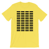 Black Grid Bars Unisex T-Shirt Abyssinian Kiosk Rectangle Bars Spaced Evenly Grid Pattern Fashion Cotton Apparel Clothing Bella Canvas Original Art