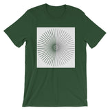 Half Blank Half Grey Cube Spokes White BG Unisex T-Shirt Abyssinian Kiosk Squares Bicycle Spokes Background Fashion Cotton Apparel Clothing Bella Canvas Original Art