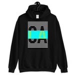 White Cyan CA Unisex Hoodie Yellow Lines Dashes Abyssinian Kiosk California State Initials Fashion Cotton Apparel Clothing Gildan Original Art