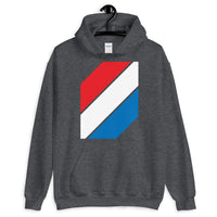 Red White Blue Stripes Unisex Hoodie Abyssinian Kiosk Diagonal Stripes Fashion Cotton Apparel Clothing Gildan Original Art