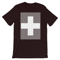 White Criss White Cross Unisex T-Shirt Abyssinian Kiosk Equal Arm Cross Christian Criss Cross Lines Bella Canvas Original Art Fashion Cotton Apparel Clothing