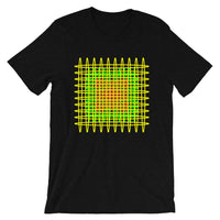 Yellow Green Red Ellipses Unisex T-Shirt Abyssinian Kiosk Fashion Ellipses Inside Ellipses Cotton Apparel Clothing Bella Canvas Original Art