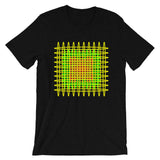 Yellow Green Red Ellipses Unisex T-Shirt Abyssinian Kiosk Fashion Ellipses Inside Ellipses Cotton Apparel Clothing Bella Canvas Original Art