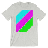 Cyan Magenta Green Stripes Unisex T-Shirt Abyssinian Kiosk Diagonal Stripes Fashion Cotton Apparel Clothing Bella Canvas Original Art