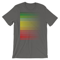 Green to Yellow to Red Streaks Unisex T-Shirt Abyssinian Kiosk Fashion Cotton Apparel Clothing Bella Canvas Original Art Green Yellow Red Ethiopia Ethiopian Flag