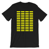 Yellow Grid Bars Unisex T-Shirt Abyssinian Kiosk Rectangle Bars Spaced Evenly Grid Pattern Fashion Cotton Apparel Clothing Bella Canvas Original Art